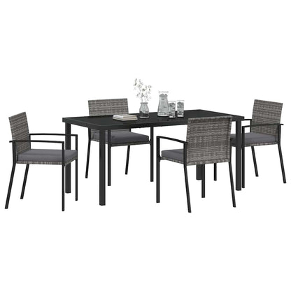 Set da Pranzo per Giardino 5 pcs Grigio Poly Rattan - homemem39
