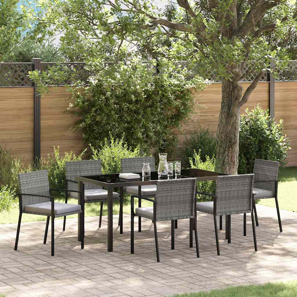 Set da Pranzo per Giardino 7 pcs Grigio Poly Rattan - homemem39