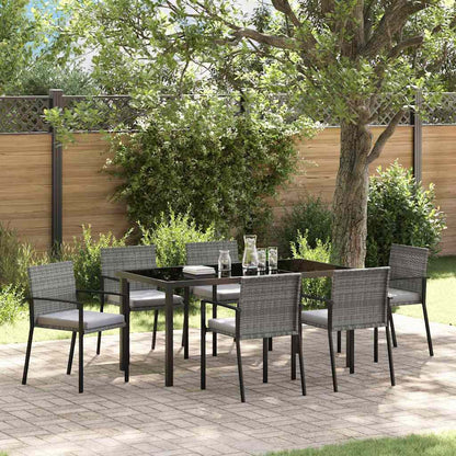 Set da Pranzo per Giardino 7 pcs Grigio Poly Rattan - homemem39