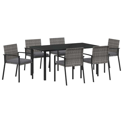 Set da Pranzo per Giardino 7 pcs Grigio Poly Rattan - homemem39