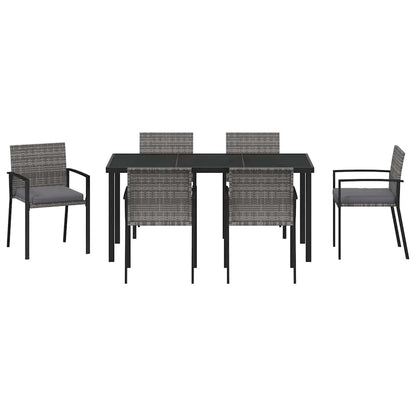 Set da Pranzo per Giardino 7 pcs Grigio Poly Rattan - homemem39