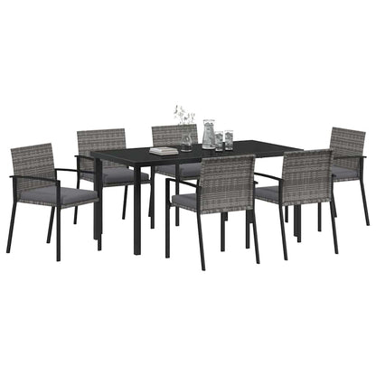 Set da Pranzo per Giardino 7 pcs Grigio Poly Rattan - homemem39