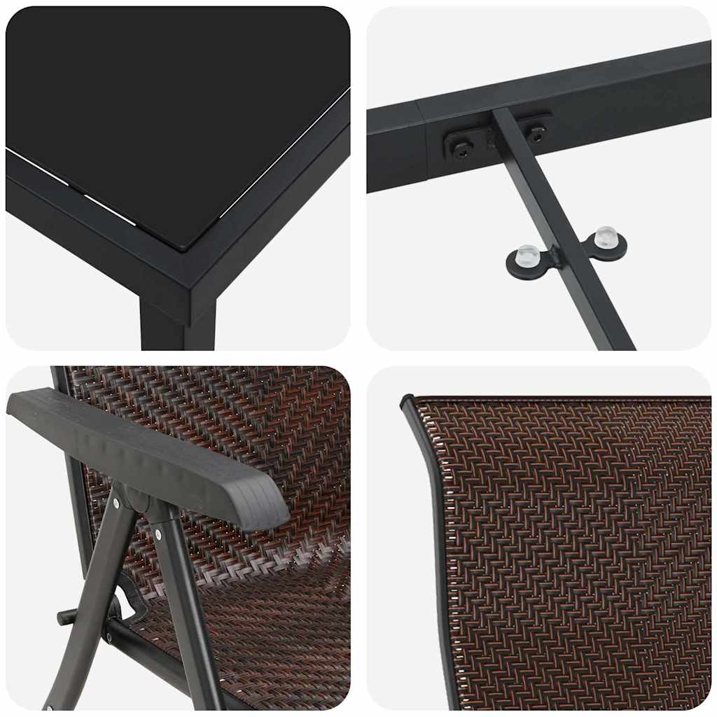 Set da Pranzo per Giardino 3 pcs Marrone Poly Rattan - homemem39