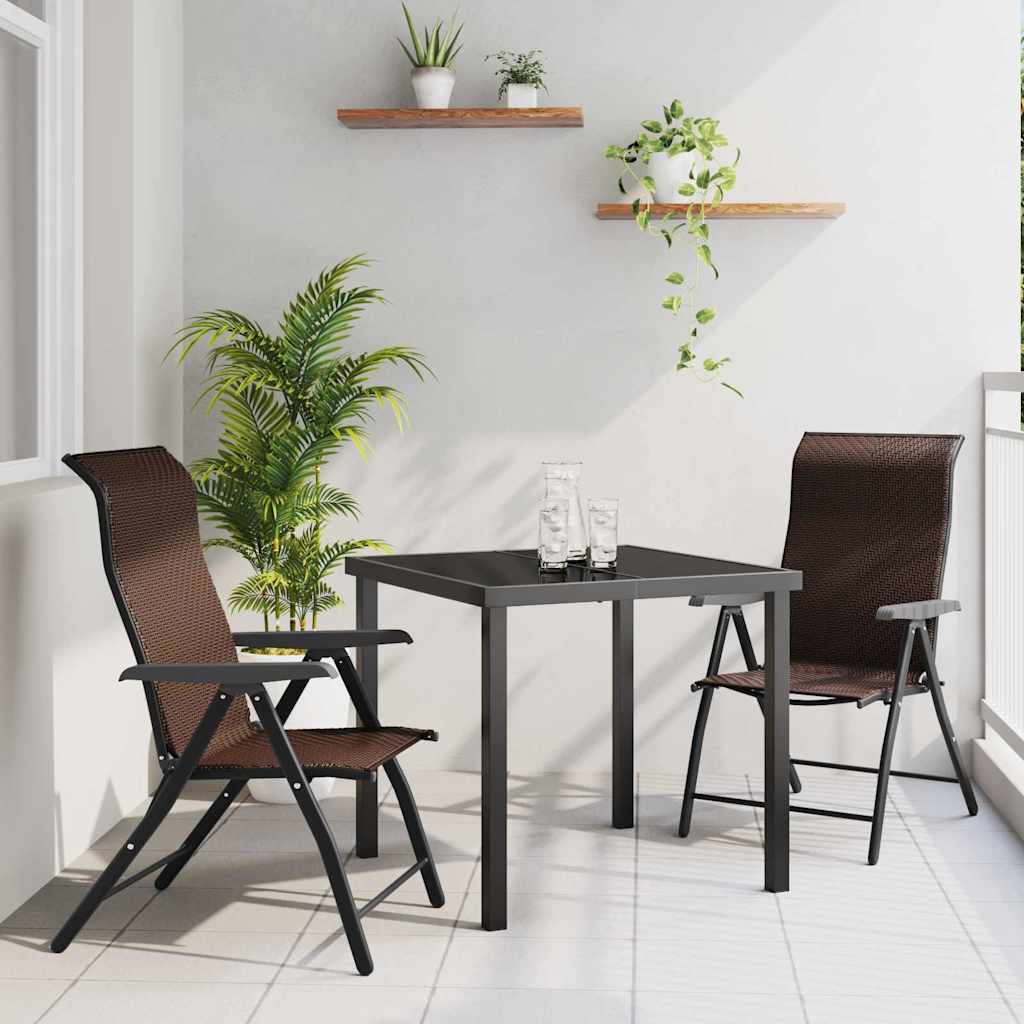 Set da Pranzo per Giardino 3 pcs Marrone Poly Rattan - homemem39