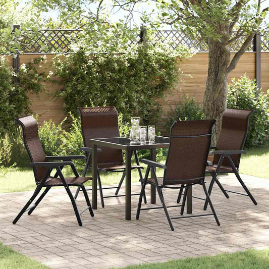 Set da Pranzo per Giardino 5 pcs Marrone Poly Rattan - homemem39