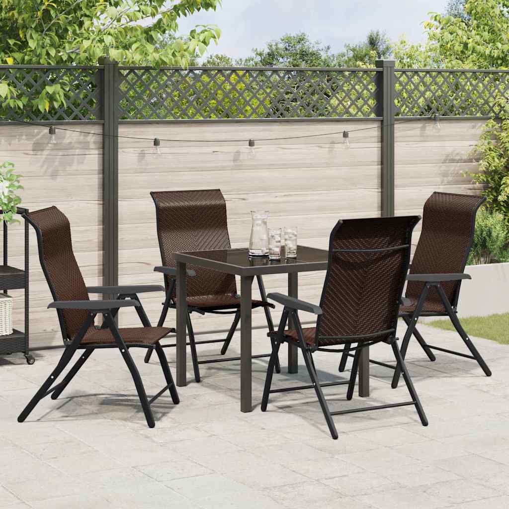 Set da Pranzo per Giardino 5 pcs Marrone Poly Rattan - homemem39