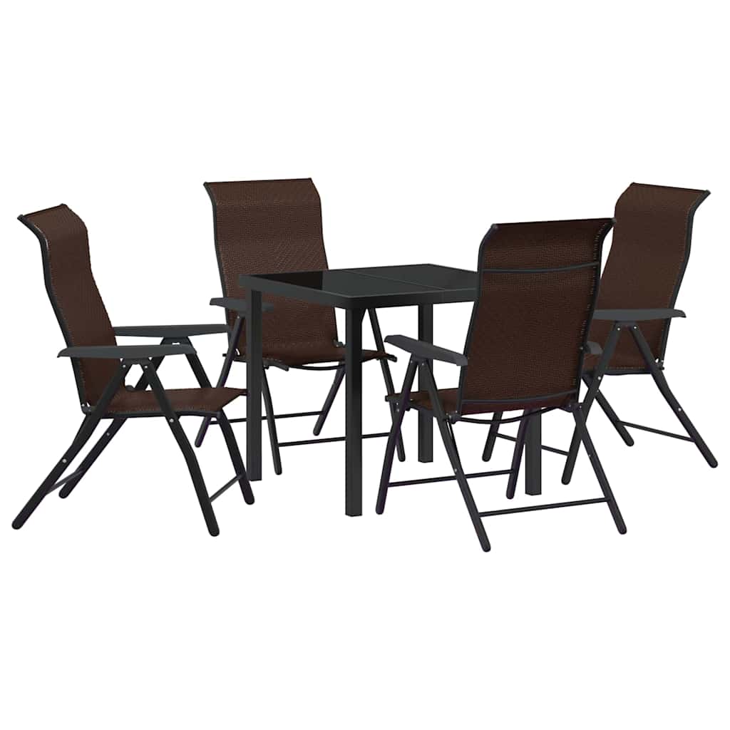 Set da Pranzo per Giardino 5 pcs Marrone Poly Rattan - homemem39