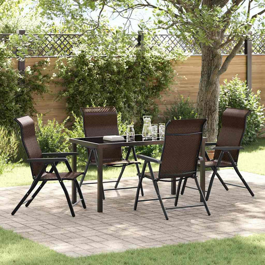Set da Pranzo per Giardino 5 pcs Marrone Poly Rattan - homemem39