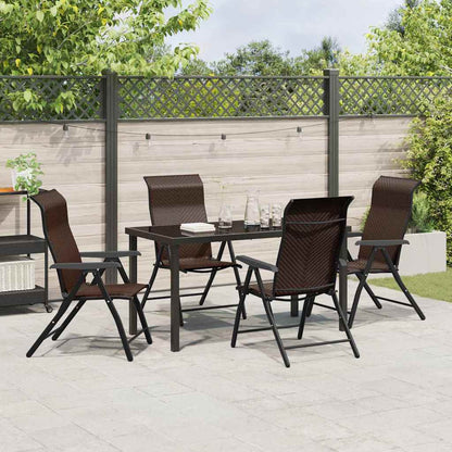 Set da Pranzo per Giardino 5 pcs Marrone Poly Rattan - homemem39