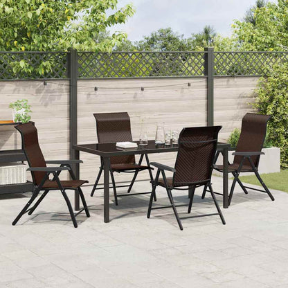 Set da Pranzo per Giardino 5 pcs Marrone Poly Rattan - homemem39