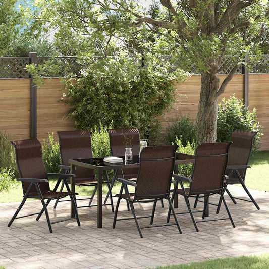 Set da Pranzo per Giardino 7 pcs Marrone Poly Rattan - homemem39