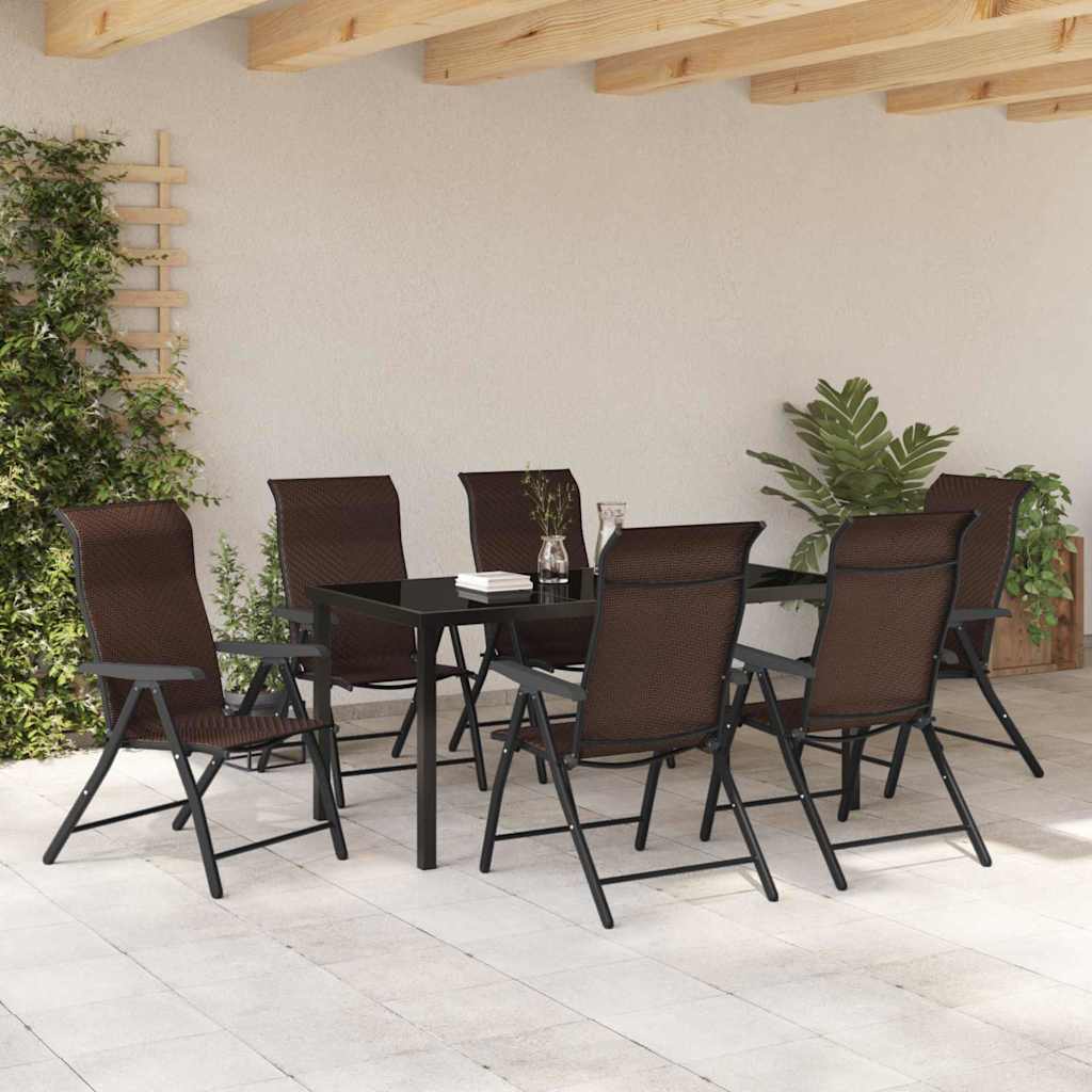 Set da Pranzo per Giardino 7 pcs Marrone Poly Rattan - homemem39