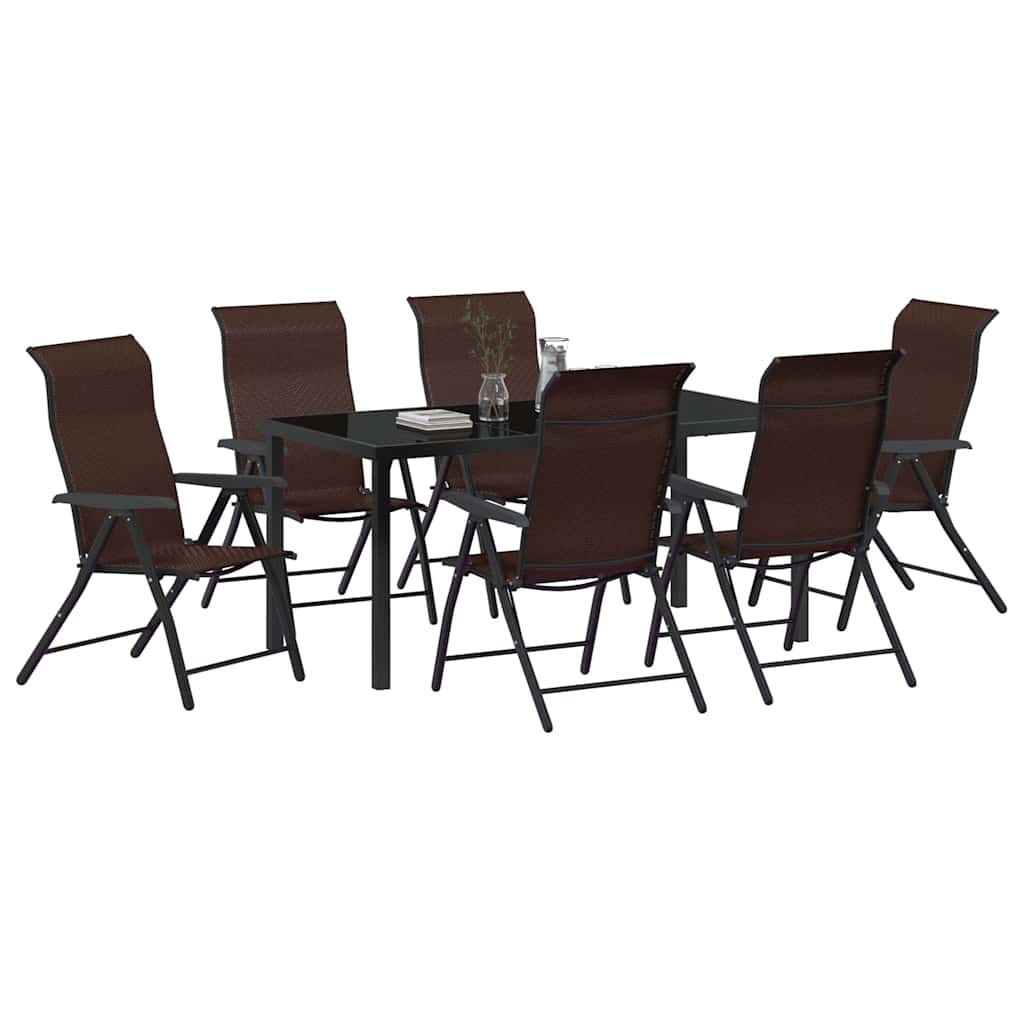 Set da Pranzo per Giardino 7 pcs Marrone Poly Rattan - homemem39