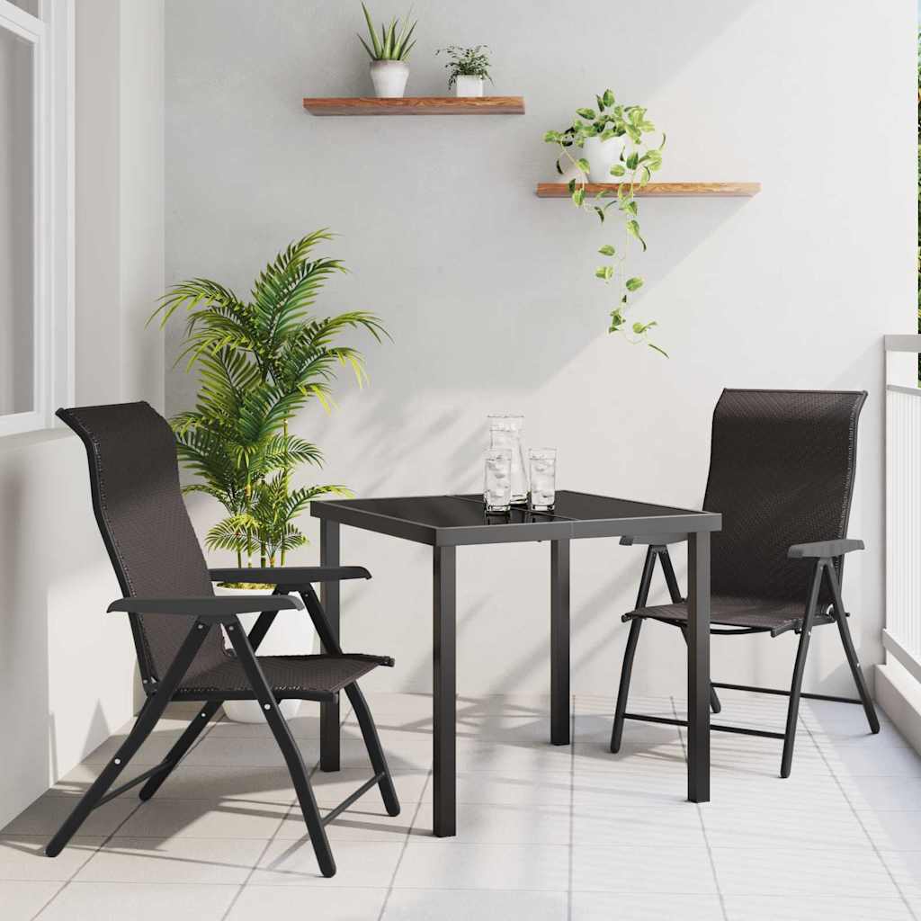 Set da Pranzo per Giardino 3 pcs Nero caffè Poly Rattan - homemem39