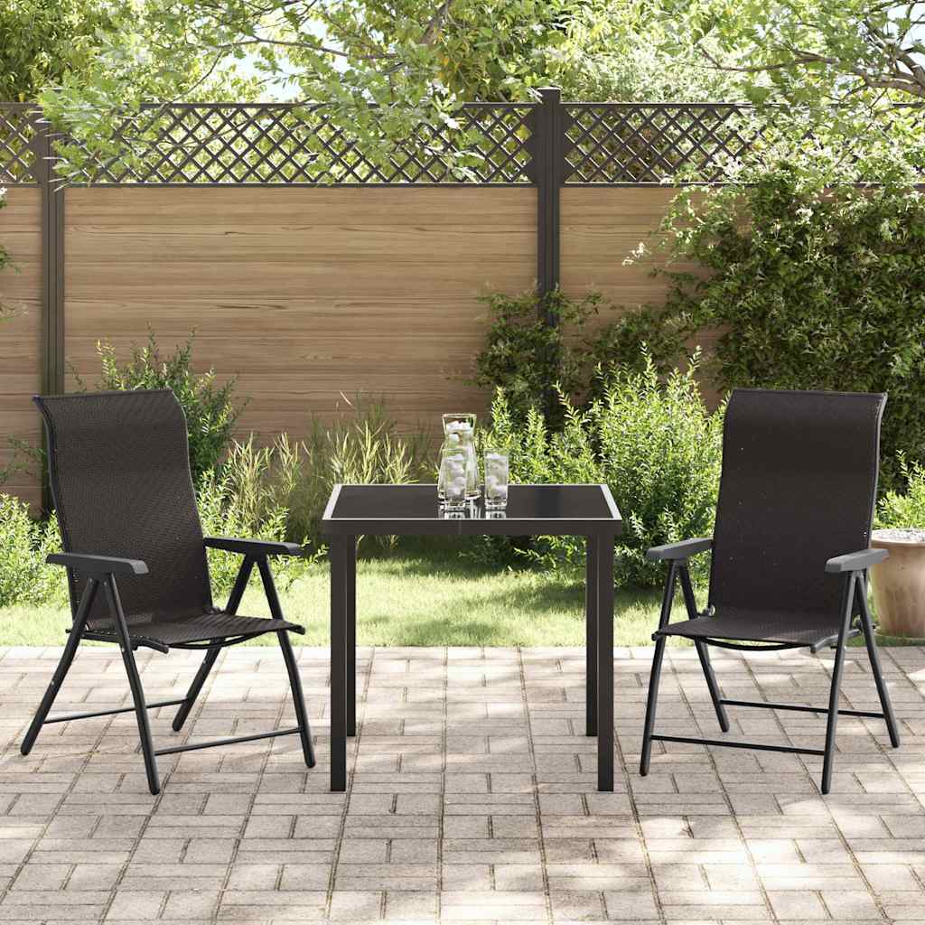 Set da Pranzo per Giardino 3 pcs Nero caffè Poly Rattan - homemem39