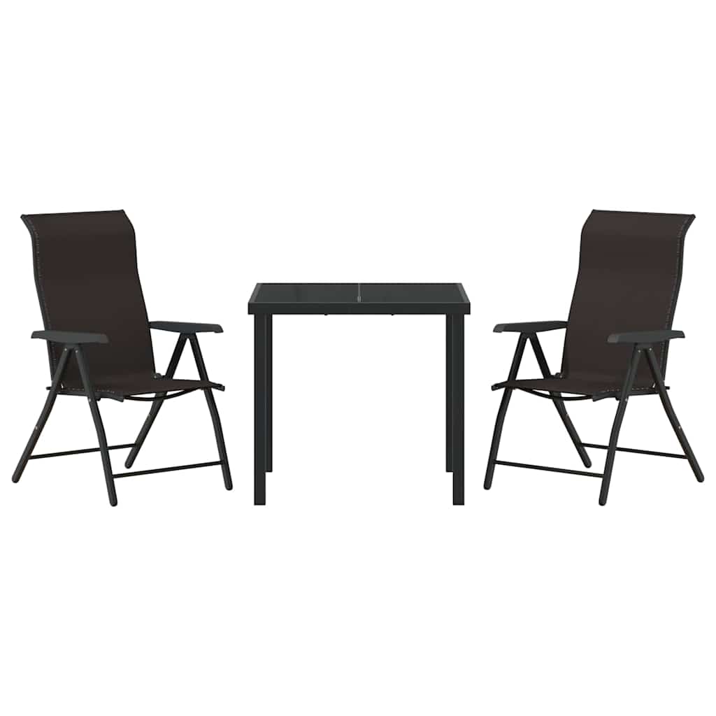 Set da Pranzo per Giardino 3 pcs Nero caffè Poly Rattan - homemem39
