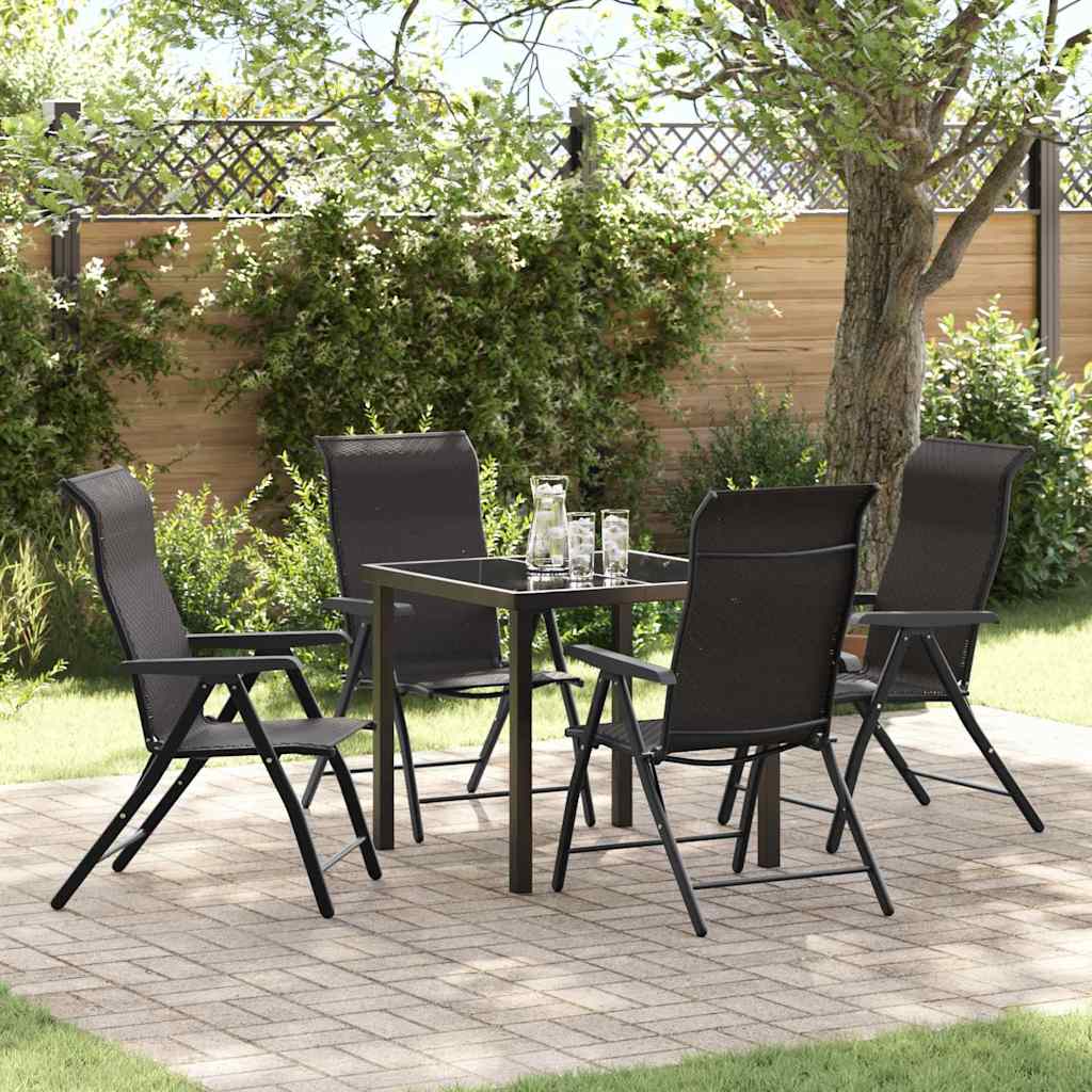 Set da Pranzo per Giardino 5 pcs Nero caffè Poly Rattan - homemem39