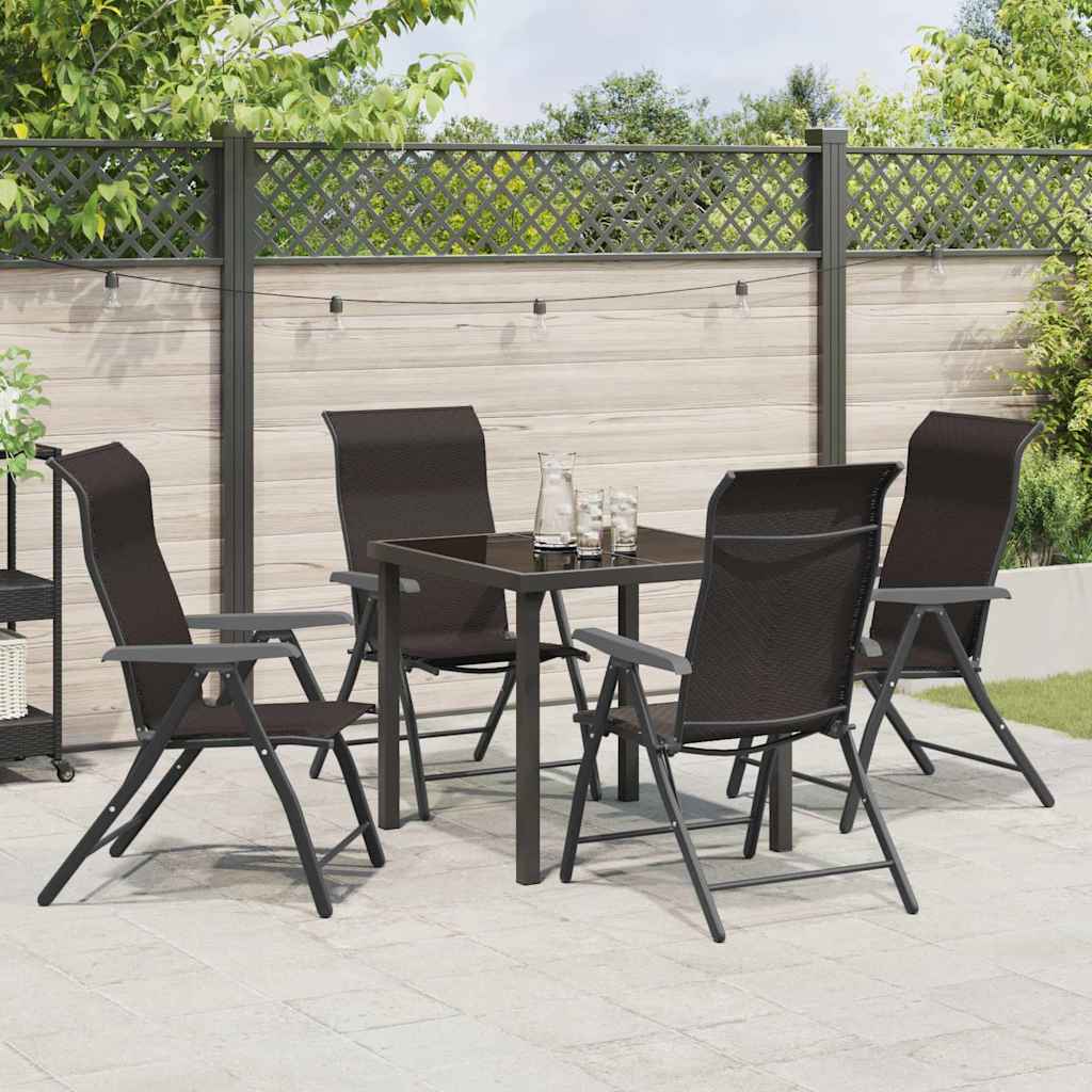 Set da Pranzo per Giardino 5 pcs Nero caffè Poly Rattan - homemem39