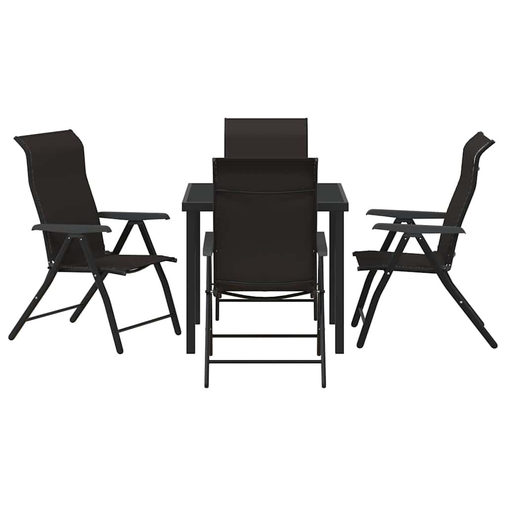 Set da Pranzo per Giardino 5 pcs Nero caffè Poly Rattan - homemem39
