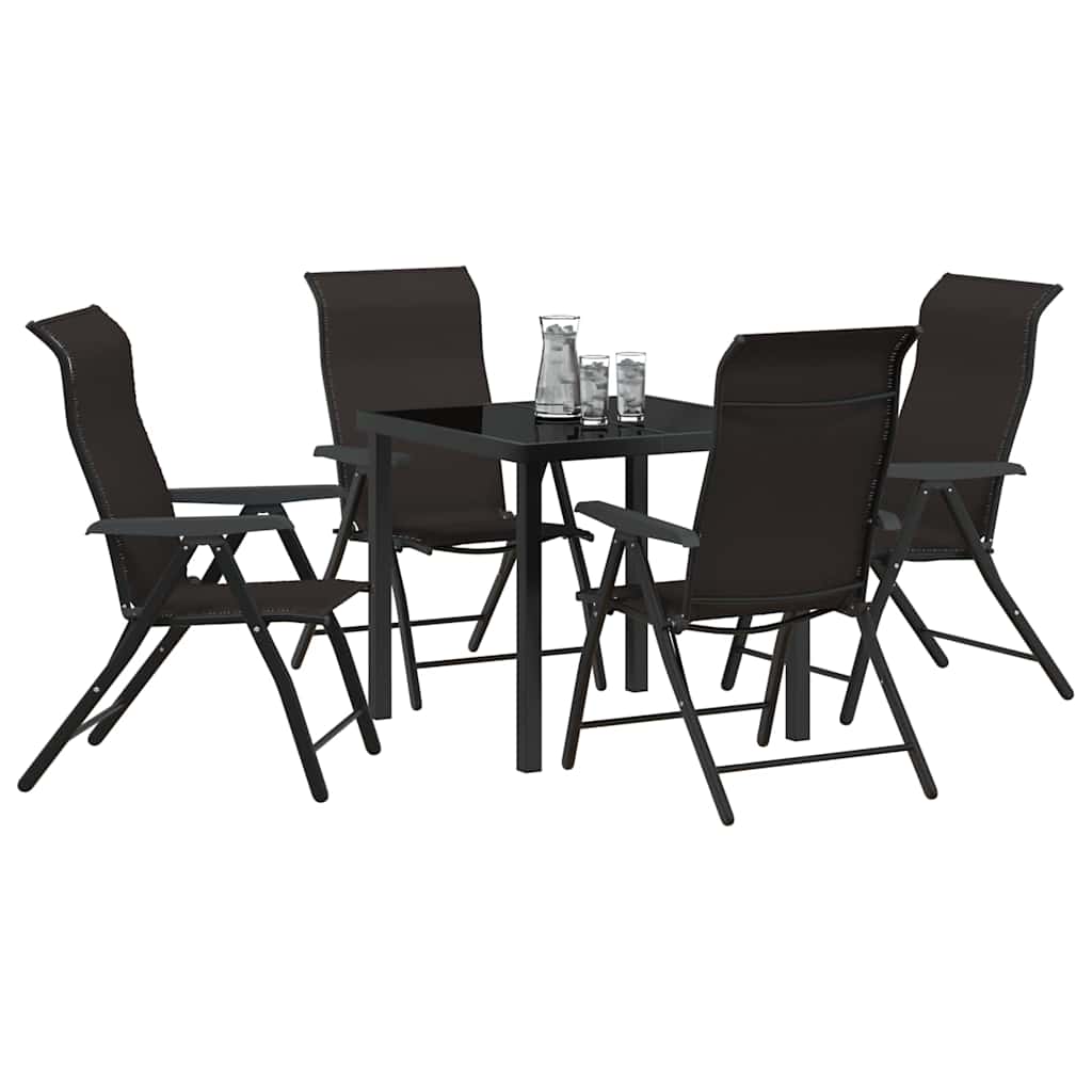 Set da Pranzo per Giardino 5 pcs Nero caffè Poly Rattan - homemem39