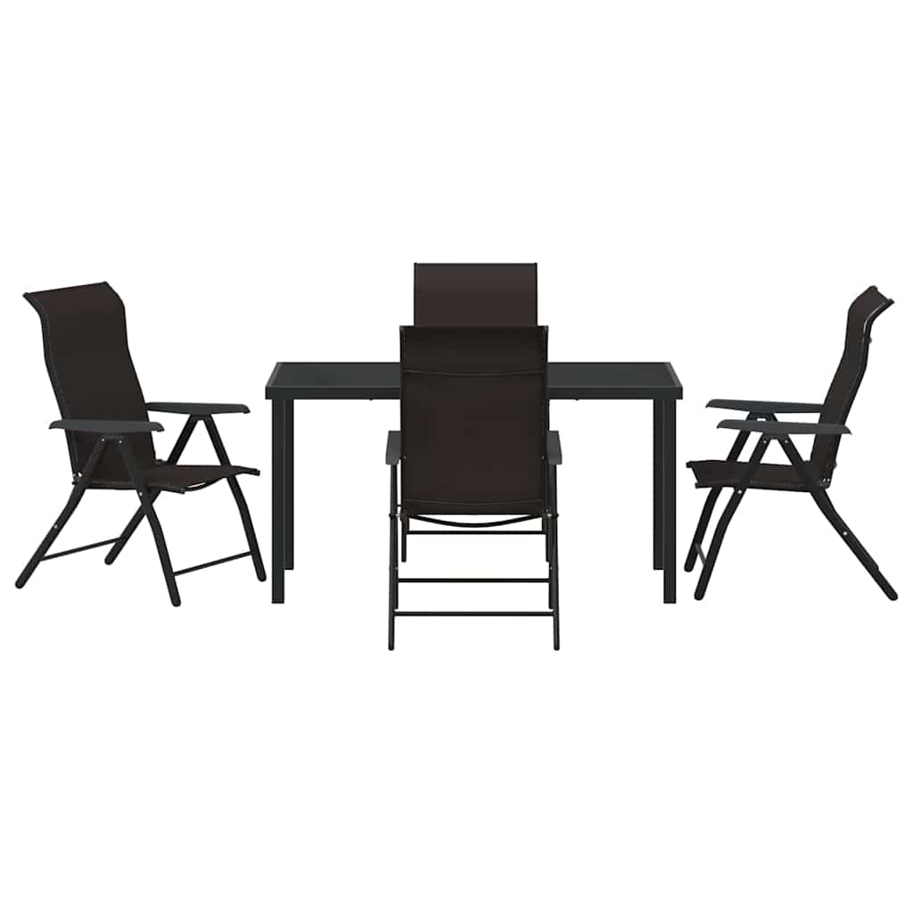 Set da Pranzo per Giardino 5 pcs Nero caffè Poly Rattan - homemem39