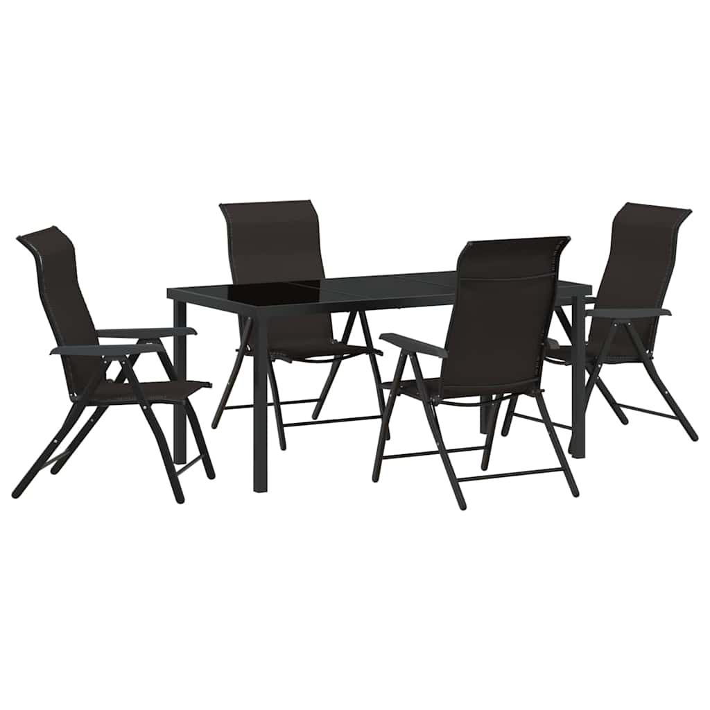 Set da Pranzo per Giardino 5 pcs Nero caffè Poly Rattan - homemem39