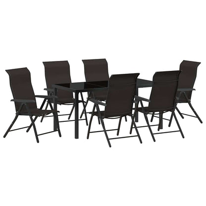 Set da Pranzo per Giardino 7 pcs Nero caffè Poly Rattan - homemem39