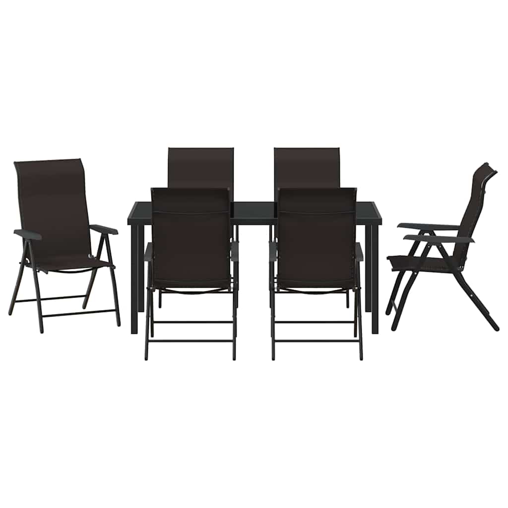 Set da Pranzo per Giardino 7 pcs Nero caffè Poly Rattan - homemem39