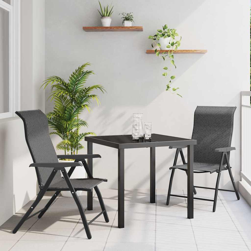 Set da Pranzo per Giardino 3 pcs Grigio Poly Rattan - homemem39