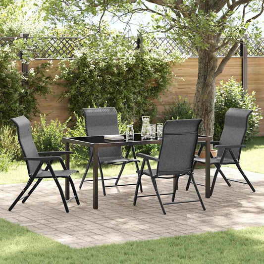 Set da Pranzo per Giardino 5 pcs Grigio Poly Rattan - homemem39