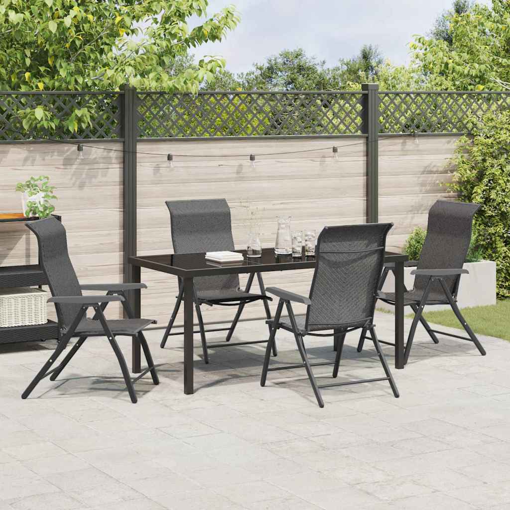 Set da Pranzo per Giardino 5 pcs Grigio Poly Rattan - homemem39
