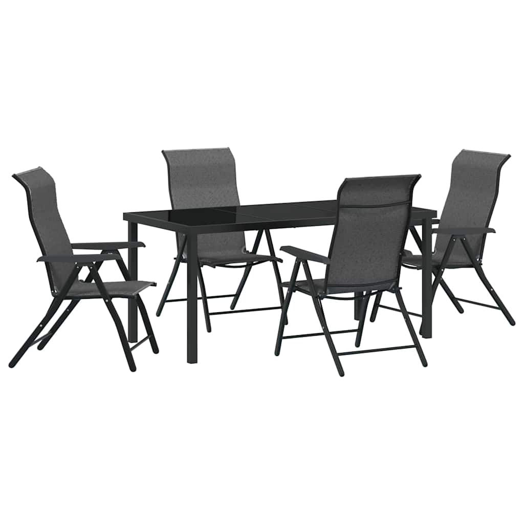 Set da Pranzo per Giardino 5 pcs Grigio Poly Rattan - homemem39
