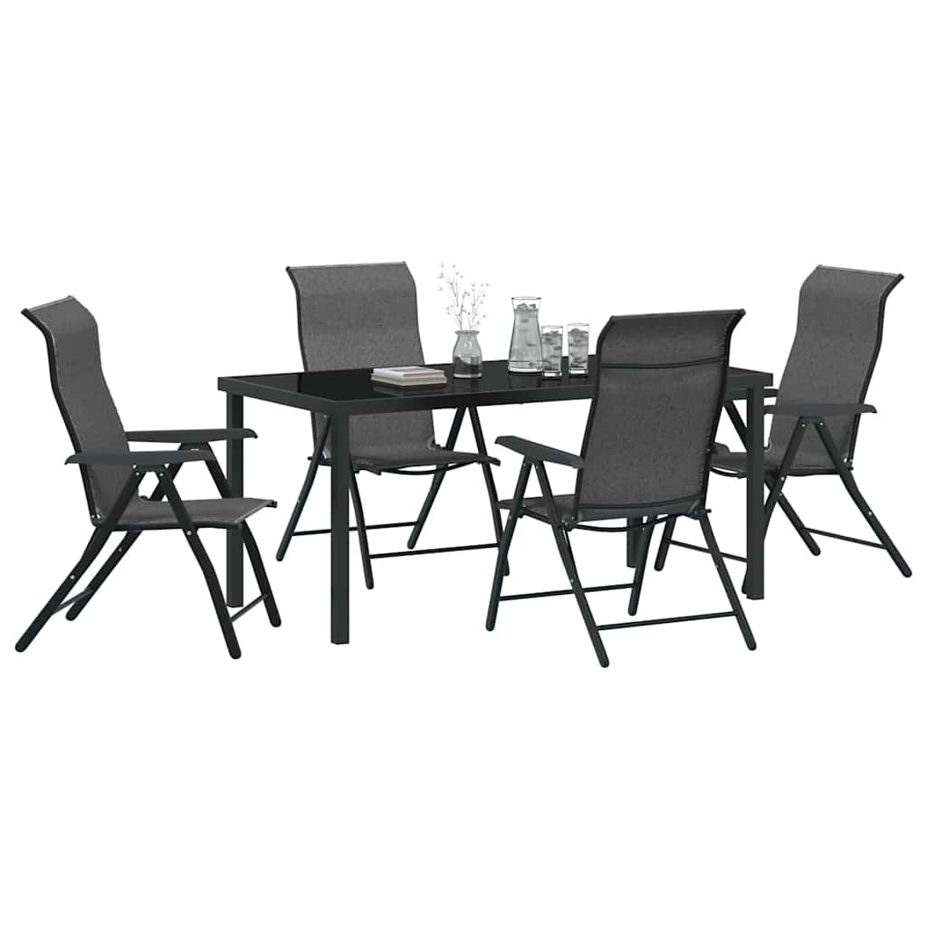 Set da Pranzo per Giardino 5 pcs Grigio Poly Rattan - homemem39