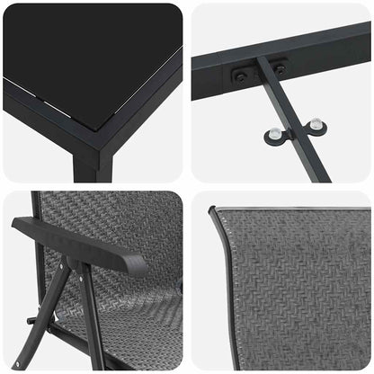 Set da Pranzo per Giardino 7 pcs Grigio Poly Rattan - homemem39