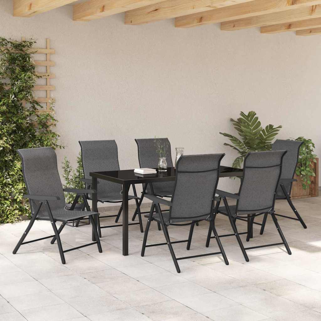 Set da Pranzo per Giardino 7 pcs Grigio Poly Rattan - homemem39