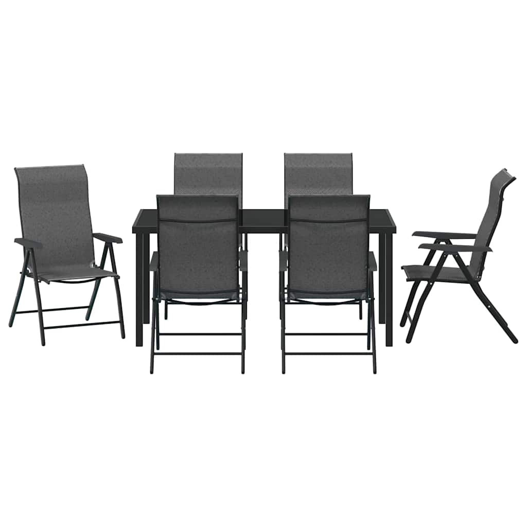 Set da Pranzo per Giardino 7 pcs Grigio Poly Rattan - homemem39