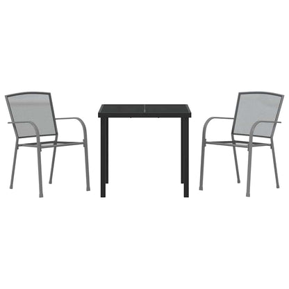 Set da Pranzo per Giardino 3 pcs Antracite Acciaio - homemem39