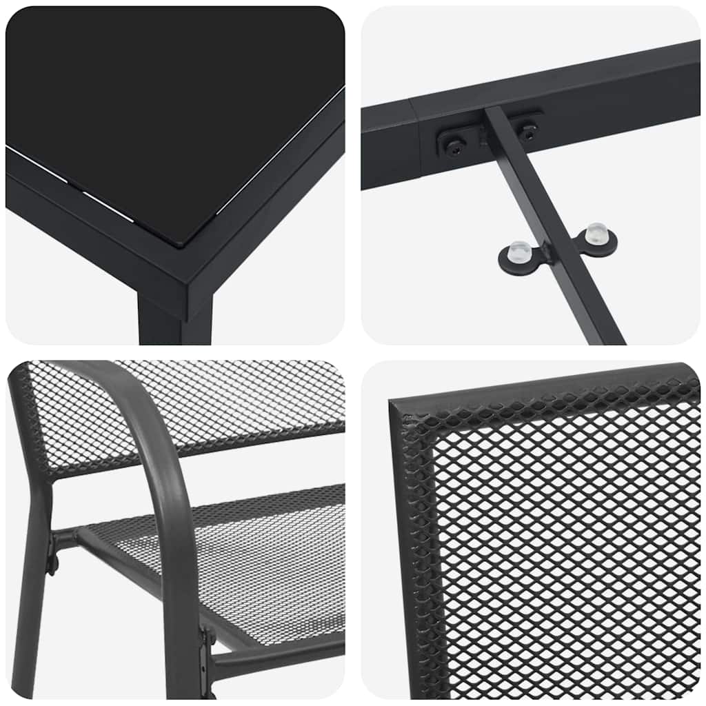 Set da Pranzo per Giardino 5 pcs Antracite Acciaio - homemem39