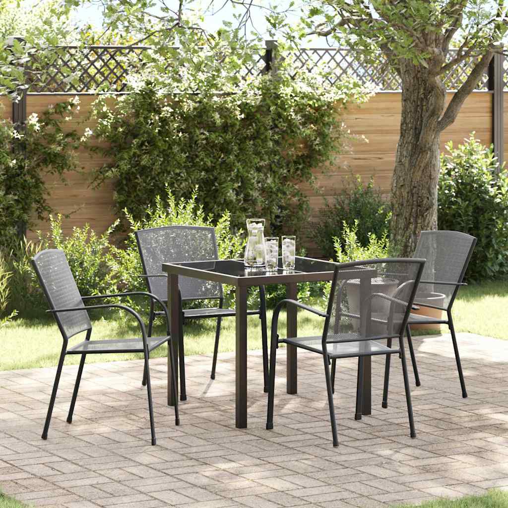 Set da Pranzo per Giardino 5 pcs Antracite Acciaio - homemem39
