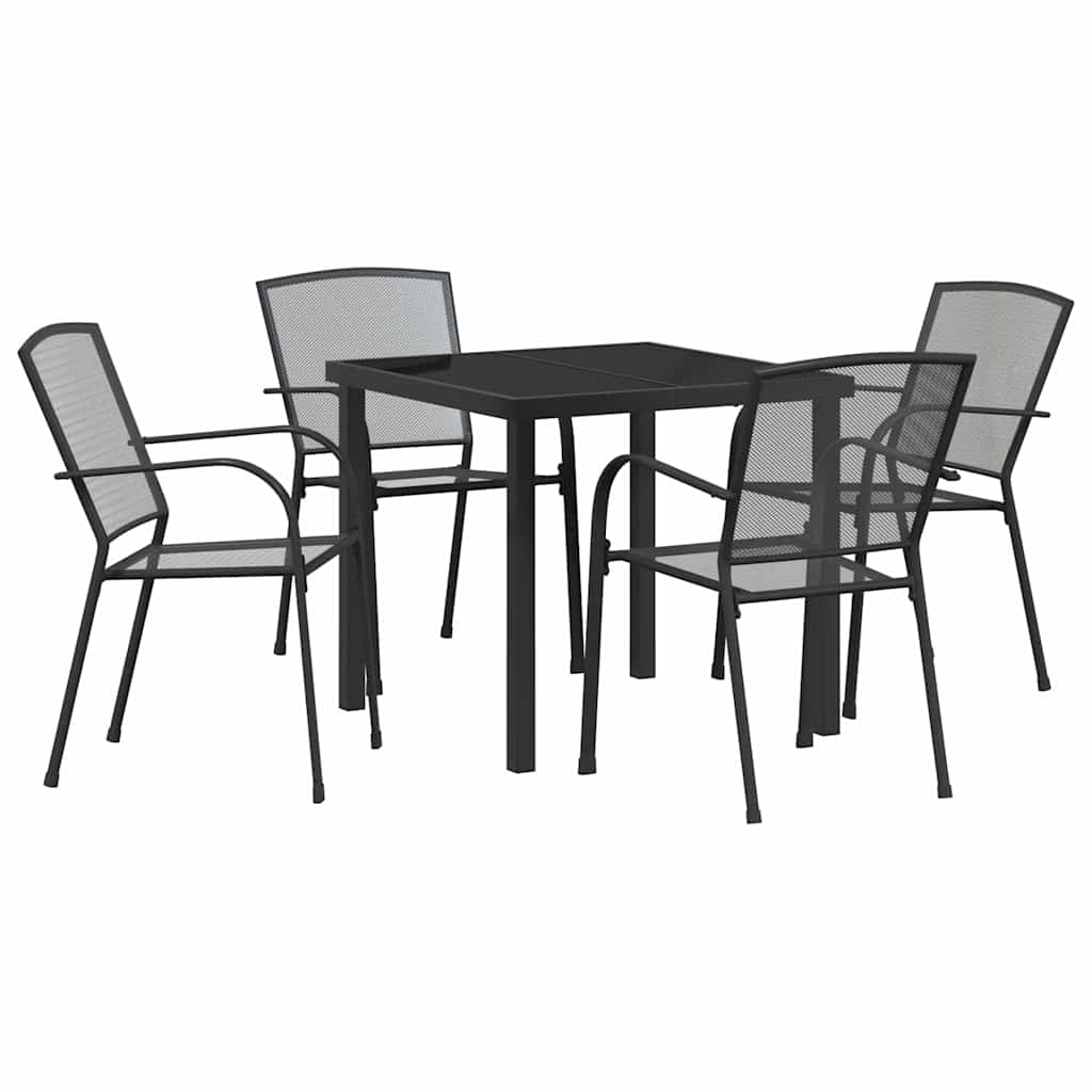 Set da Pranzo per Giardino 5 pcs Antracite Acciaio - homemem39