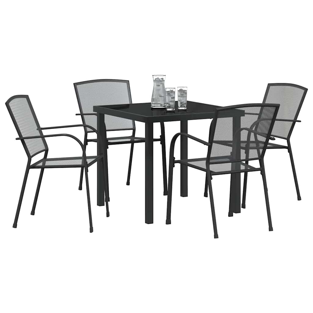 Set da Pranzo per Giardino 5 pcs Antracite Acciaio - homemem39