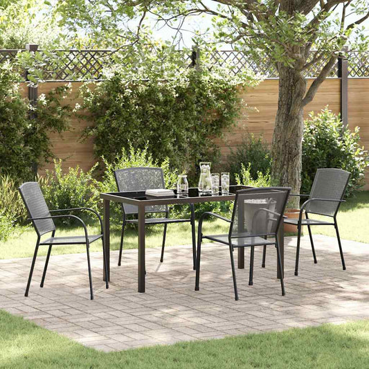 Set da Pranzo per Giardino 5 pcs Antracite Acciaio - homemem39