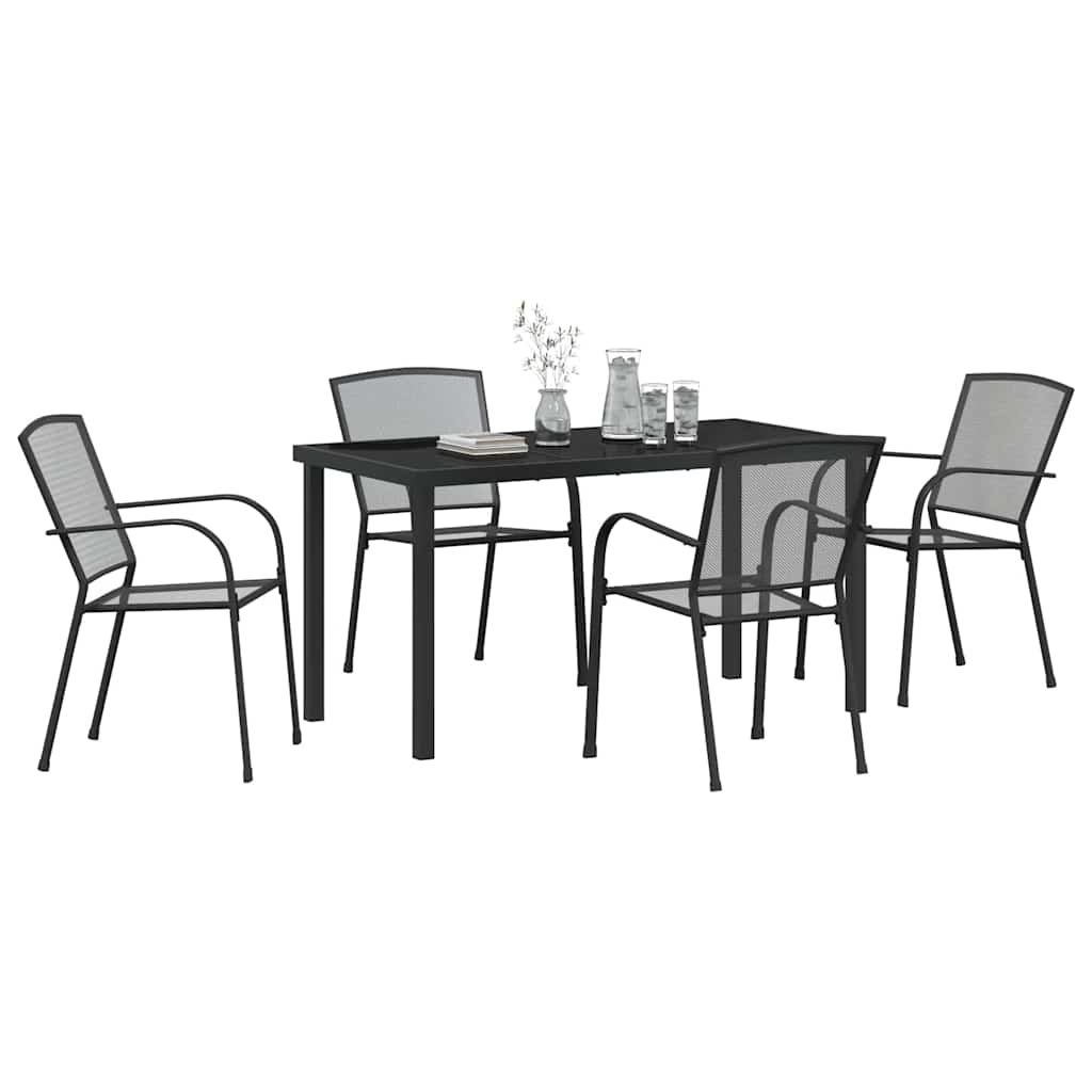 Set da Pranzo per Giardino 5 pcs Antracite Acciaio - homemem39