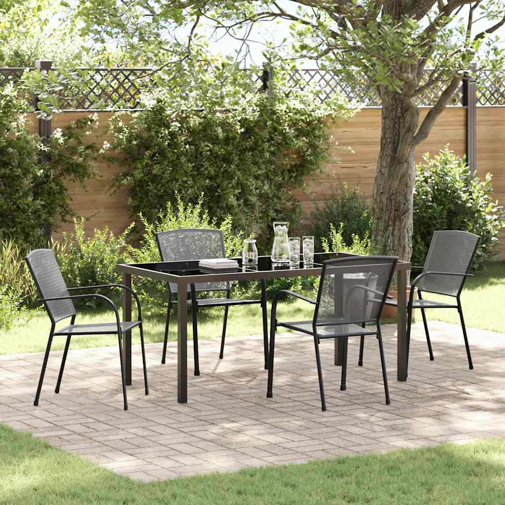 Set da Pranzo per Giardino 5 pcs Antracite Acciaio - homemem39