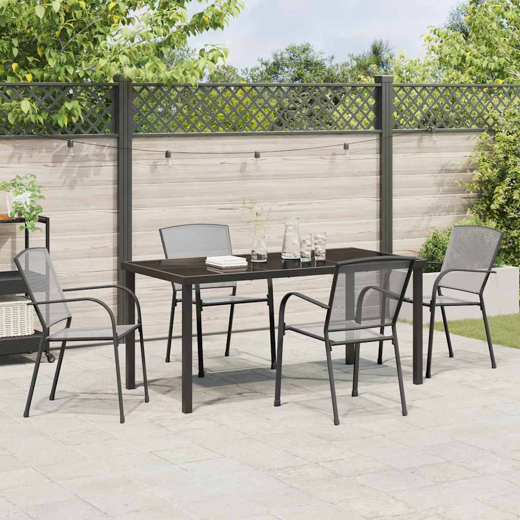 Set da Pranzo per Giardino 5 pcs Antracite Acciaio - homemem39
