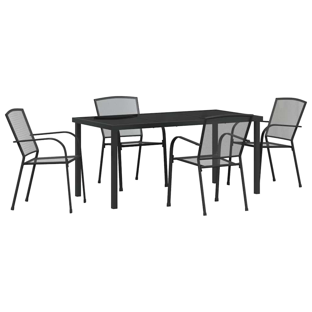 Set da Pranzo per Giardino 5 pcs Antracite Acciaio - homemem39