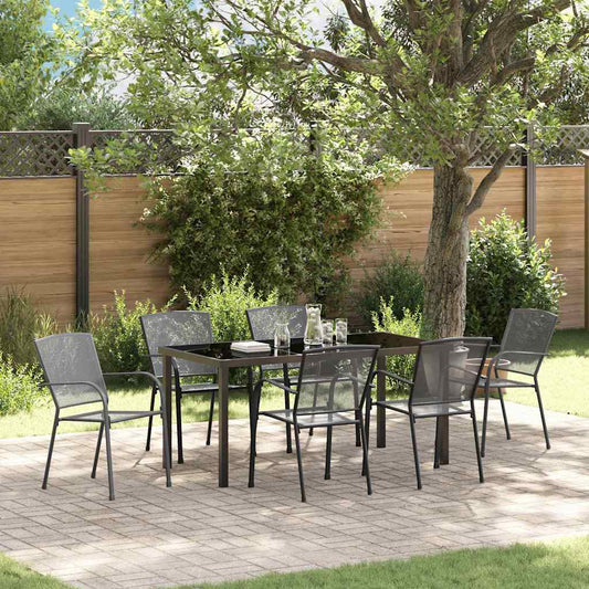 Set da Pranzo per Giardino 7 pcs Antracite Acciaio - homemem39