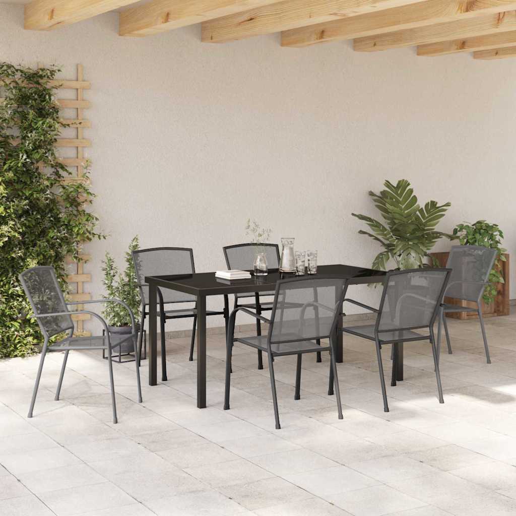 Set da Pranzo per Giardino 7 pcs Antracite Acciaio - homemem39