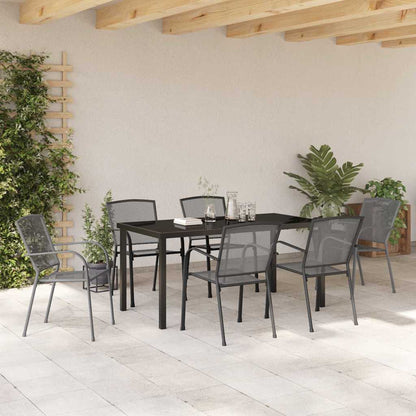 Set da Pranzo per Giardino 7 pcs Antracite Acciaio - homemem39
