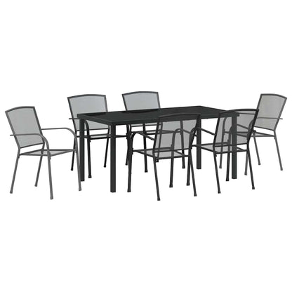 Set da Pranzo per Giardino 7 pcs Antracite Acciaio - homemem39